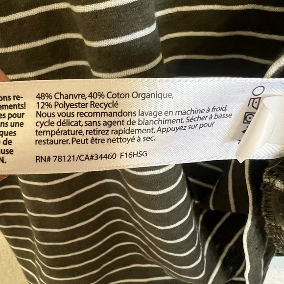 Eileen Fisher Hemp Organic Cotton Striped Sleeve Top - Picture 7 of 7